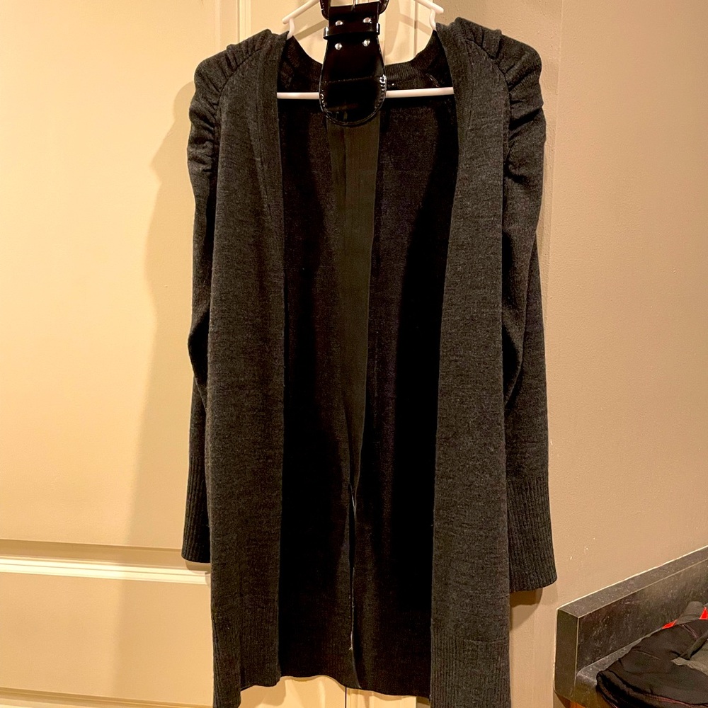 Sweater dress button up belt included gray S